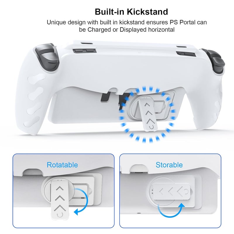 JOYTORN Full Protective Case Cover Compatible with PlayStation Portal Remote Player,PS5 Portal Case with Detachable Front Shell,Frosted Anti-Slip Handheld Design(White) - Image 4